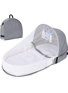 Buy Baby Travel Cot with Mosquito Net and Awning, Foldable Baby Tent, Washable Crib Bionic Travel Bed Breathable Cradle Cot, Portable Baby Cot in Saudi Arabia
