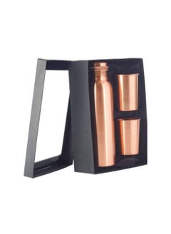 Buy Pure Copper Bottle 1000ml Pure Copper Bottle And 2 Glass Set in UAE