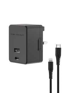 Buy Dual Port Wall Charger, Fast Charging Ultra-Quick 32W with  1.2M Type-C Cable to Mfi Lighting Cable 1.2M - Black in UAE