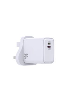 Buy 20W Fast Charger PowerPort Dual Port Type-C And Lightning Interface Charger in Saudi Arabia