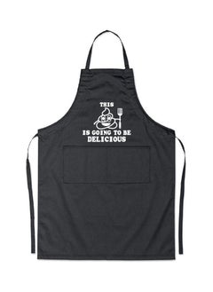 Buy This Is Going To Be Delicious Printed Apron Black/White 98x69.5cm in Saudi Arabia