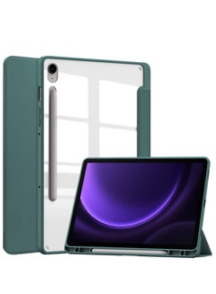 Buy Case Compatible With Samsung Galaxy Tab S9 FE 11 Inch 2023 with Pencil Holder Clear Transparent Back Shell Slim Stand Shockproof Tablet Cover Auto Wake/Sleep (Green) in UAE