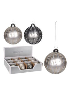 Buy Christmas Glitter Ball, Silver - 8 cm in UAE