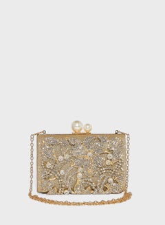 Buy Diamante Leaf Embellished Clutch Bag in Saudi Arabia