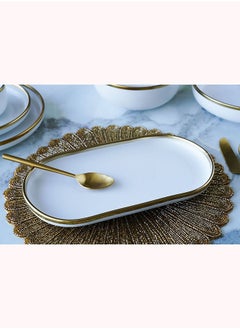 اشتري Regale Oval Platter 30x17x3cm White And Gold في الامارات