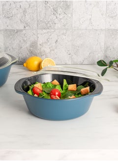 Buy Casserole with Glass Lid 1.5L - Dark Blue in Saudi Arabia