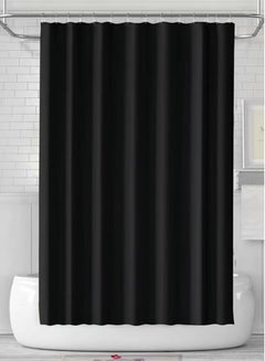 Buy 1-Piece Bathroom Shower Curtain Waterproof Shower Curtain PEVA Black 180x180 Centimeter in UAE