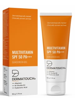 اشتري جل واقي من الشمس DERMATOUCH متعدد الفيتامينات SPF 50 PA++++ حماية من أشعة الشمس | حماية من الأشعة فوق البنفسجية UVA-UVB | صبغة بيضاء صفر | للجنسين | 50 جم في الامارات