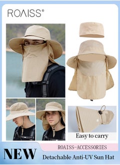 Buy Detachable Wide Brim Fishing Hat with Shawl and Face Mask UPF 50+ Anti-UV Soft Foldable Breathable Sun Hat for Men & Women Adjustable Size Hiking Climbing Outdoor Hat in Saudi Arabia