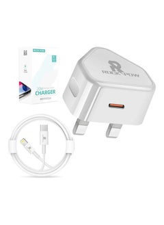 Buy ROCK POW  PD 20W USB C Charger Cable Set for iPhone 14 Pro Charger Cord Type C Fast Charging Wall Plug with iPhone Lightning Cable Compatible for iPhone 14 Pro/14 Pro Max/14 Plus/14/13/12/11/Xs, iPad Pro in Saudi Arabia