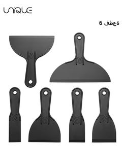 Buy 6 Pcs Plastic Putty Knife Set, Paint Scrapers Tools, Putty Filler Spatula Scraper for Spackling, Patching, Decals, Wallpaper, Remover Sticker, Car Painting Spatula Knife Scrapers - Black in Saudi Arabia