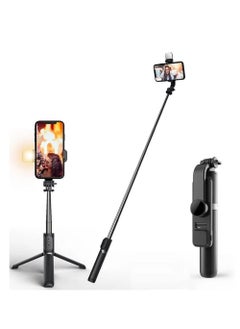 Buy Selfie Stick Tripod, 41 Inch Extendable Portable Selfie Stick with Fill Light Bluetooth Wireless Remote and Tripod Stand for iOS and Android in UAE