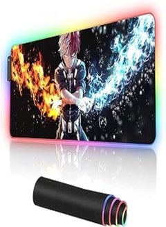 Buy one year warranty_SHOTO TODOROKI RGB XL Gaming Mouse Pad, Non-Slip, Water-Resistant, Rubber Cloth, Stitched Edge, Computer Game Mouse & Keyboard Mat – (80 * 30cm) in Egypt