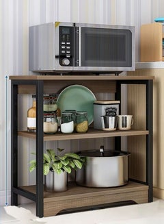 Buy 3 Layer Kitchen Shelf Wooden Microwave Oven Storage Rack in UAE
