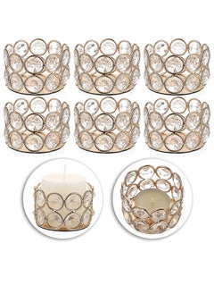 اشتري 6 Gold Crystal Tea Light Candle Holders Small Bowl Votive Candle Holders, Decorative Tealight Holders Pillar Candle Stands Candle Centerpieces for Dining Table Wedding Party Home Decor في الامارات