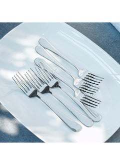 اشتري Rosemarry 6-Piece Dinner Fork Silver Modern Silver Big Fork for Home Kitchen Restaurant Fine Edge And Mirror Polished Dishwasher Safe 19 X 2.5CM في الامارات