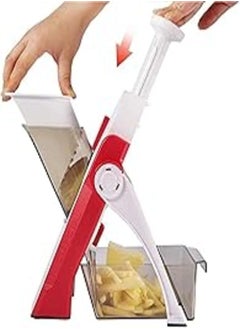 اشتري Kitchen Accessories Slicer, ONCE FOR ALL. Vegetable Slice, Food Chopper, Cutter, Dicer Fruit, French Fry (Red) في مصر