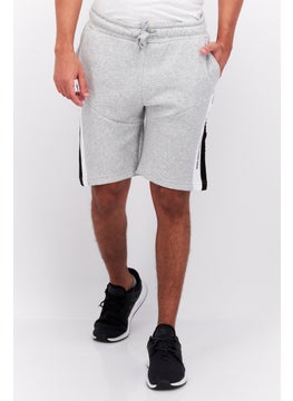 Buy Men Drawstring Brand Logo Basic Short, Grey/Black in UAE