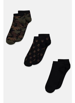 Buy Men 3 Pair Camouflage Ankle Socks, Black Combo in UAE