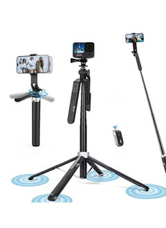 Buy Cellphone Tripod Selfie Stick,180cm Tall Tripod Stand All-in-1 with Wireless Remote, 360° Portable Travel Camera Holder for iphone Android Video Recording in Saudi Arabia