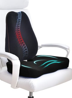 اشتري Seat Cushion and Lumbar Support Pillow for Office Chair Memory Foam Cushion Set في السعودية