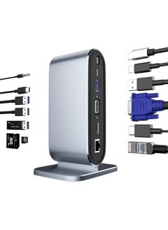 اشتري 12-in-1 USB C Docking Station - USB C Hub Dock Laptop Display Docking Station Universal Port with 4K HDMI Monitor,100W PD,Ethernet,4K VGA,Audio,SD/TF,USB 3.0 Adapter for Windows Mac Computer في السعودية