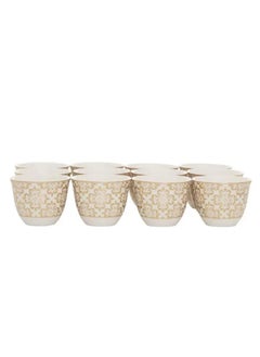 Buy 12 Piece Porcelain Coffee Cup Set White with Rose Gold Embossed in UAE