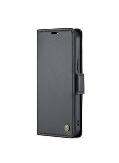 Buy Flip Wallet Case For iPhone 13 Pro Max [RFID Blocking] PU Leather Wallet Flip Folio Case with Card Holder Kickstand Shockproof Phone Cover (Black) in Egypt