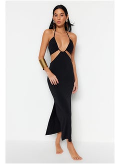 اشتري Black Fitted Maxi Knitted Cut Out/Window Beach Dress TBESS23EL00122 في مصر