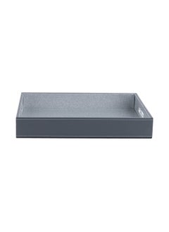 اشتري Bellissimo Faux Leather Decor Tray 40x30x6cm- Silver في الامارات