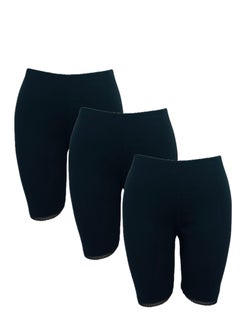 Buy 3-Piece Short Inner Leggings With Elasticated Waistband Cotton Black in UAE