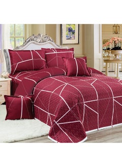 Buy Sleep night Compressed 4 Pieces Comforter Set Single Size 160 X 210Cm Reversible Bedding Set for All Seasons Double Side Quilt Stitching Red in Saudi Arabia