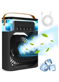 Buy Portable Air Cooler Fan Mini Evaporative Cooler with 3 Speeds and LED Night Light for Home Office (Black) in Saudi Arabia