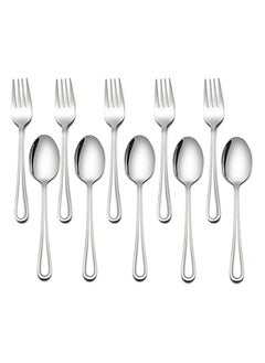 اشتري Children Silverware Set, 10 Pieces Kids Forks, and Spoons Silverware Set, Stainless Steel Toddler Utensils Flatware Set, Child Cutlery Set for Home Preschools Outdoor Dinner Travel, Dishwasher Safe في الامارات