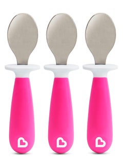 Buy 3 Pieces Baby Spoons Pink in Saudi Arabia