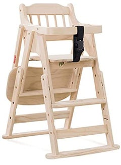 اشتري كرسي طعام للأطفال بتصميم خشبي قابل للطي مع ارتفاع قابل للتعديل (خشب عادي) في الامارات