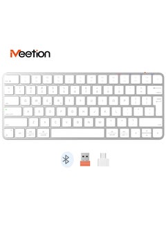 Buy Meetion Quite Slim Four Modes Wireless Ultra-thin Apple Keyboard ikey K210 Ingenious Spatial Economy Aesthetic Sobriety Redefined Universal Synchronization Protocol (Silver) in UAE