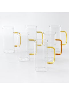 Buy 6-Piece  Square Shaped Glass with Handle Clear in Saudi Arabia