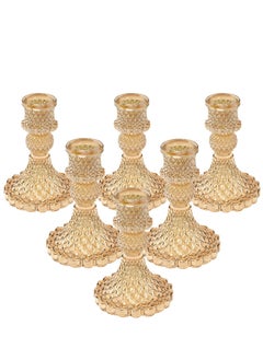 اشتري Taper Glass Candle Holders, for Candlestick Candles, Decorative Candle Stick Holders for Pillar Candles, Candle Holders for Formal Events, Wedding, Holiday, Table Centerpiece (6PCS) في الامارات