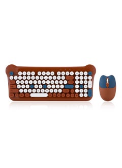 Buy Wireless Keyboard Mouse Set Candy Macaron Cute Multicolor OfficeBrown Brown in Saudi Arabia