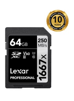 Lexar 256GB Professional 1667x UHS-II SDXC Memory Card - 10 years