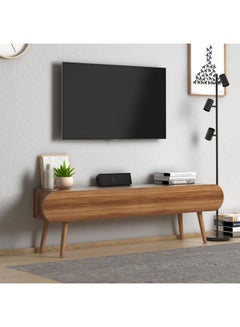 Buy Home Canvas Lotus Modern Tv Stand Shelf For Living Room, Bed Room Tv Unit Media Solid Beech Wood Legs - Walnut in UAE