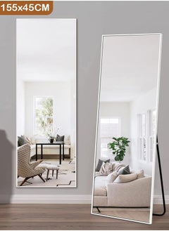 Buy Full Body Mirror Full Length Mirror with White Aluminum Alloy Frame Mirror Full Length with Stand Wall Mounted Mirror Hanging Mirror for Wall 155X45CM in Saudi Arabia