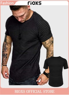 Buy Men's Casual Short Sleeve T-Shirt Basic Slim Fit Tops For Training Exercise Workout in Saudi Arabia