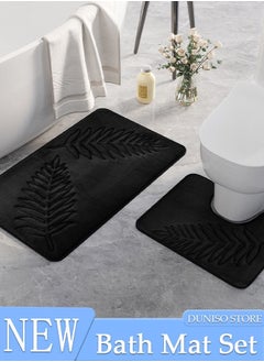 اشتري 2 Pieces Bathroom Rugs Mat Super Soft Water Absorbent Microfiber Non-Slip Quick Drying Bath Tub Mat Toilet Rugs Perfect Bathroom Mats for Bathroom Tub and Shower في الامارات