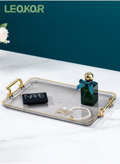 اشتري Acrylic Serving Tray with Handles Ottoman Countertop Decorative Tray Tray Spill-Proof Tray for Coffee Table Living Room Bedroom في السعودية