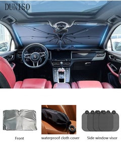 اشتري 5Pcs Car Windshield Sun Shade Set Foldable Car Umbrella Sunshade Cover Windshield Sunshade Reflective Side Front Rear Window Shades UV Sun Protector for Car Windshield Trucks Automotive Interior في الامارات