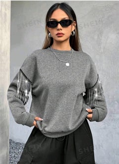 Buy Slogan Graphic Drop Shoulder Sweatshirt in Egypt