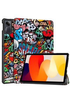 Buy Case for Redmi Pad SE 11 Inch PU Slim Cover with Auto Sleep/Wake up Hard Trifold Stand Cover Case for Redmi Pad SE (Graffiti) in UAE
