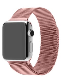اشتري Apple Watch Band49mm 45mm 44mm 42mm Stainless Steel Metal Strap Milanese Loop Alloy Replacement For IWatch Series 8/7/SE/6/5/4/3/2/1 - Rose Pink) في مصر